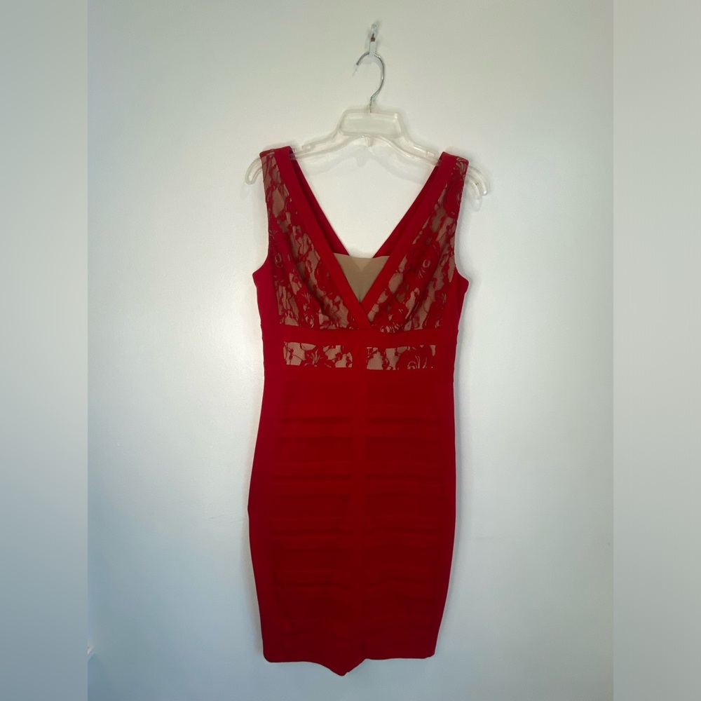 Sangria Red Lace Bodice Dress